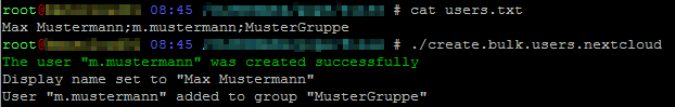 erstellen mehrer Benutzer in Nextcloud